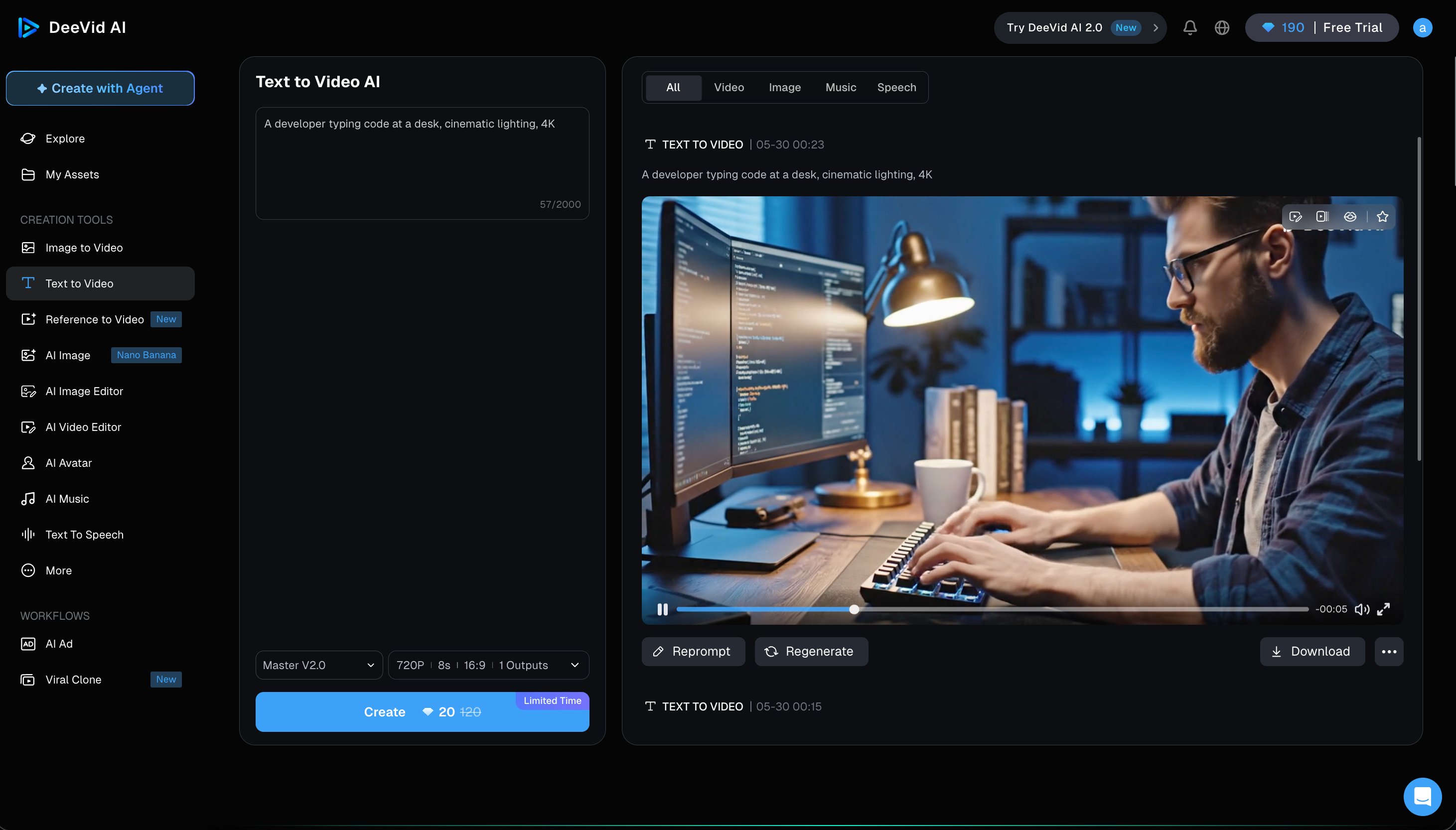 Master V2.0 output: developer at desk — noticeably better face and hands than Sora2