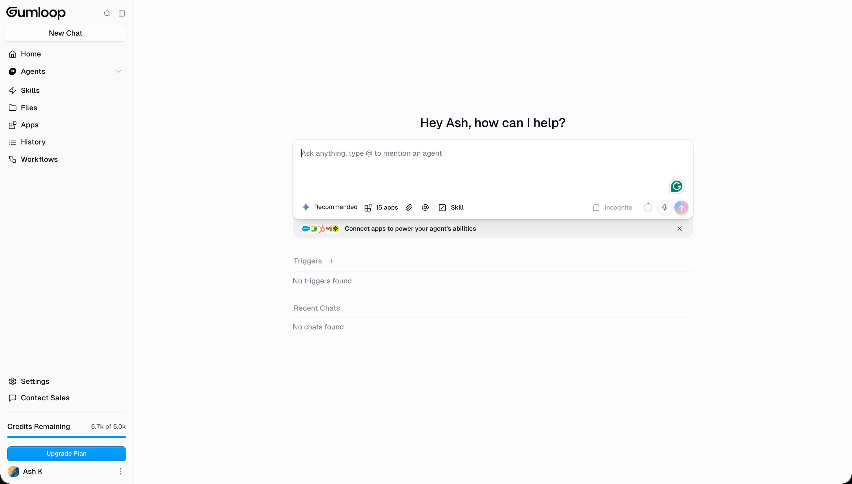 Gumloop Home Dashboard